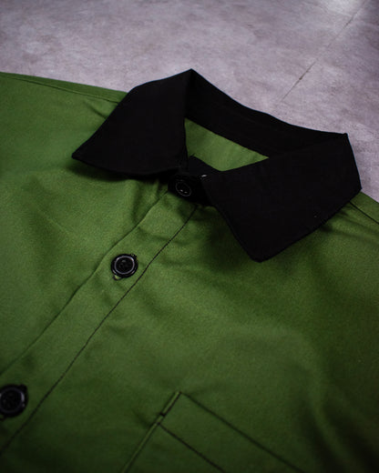 cropped polo shirt | button-down | drop shoulder | dual-tone and box fit | classic twill | fern