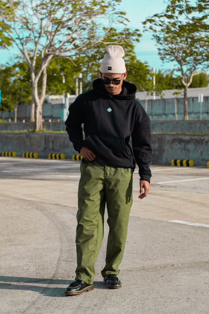 work trousers | hybrid belt-loop | loose-fit | classic twill | fern