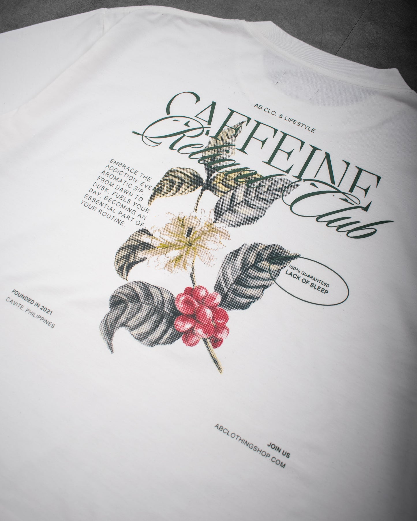 oversized tee | "cropped and box" fit | 260gsm | official caffeine reliant club shirt