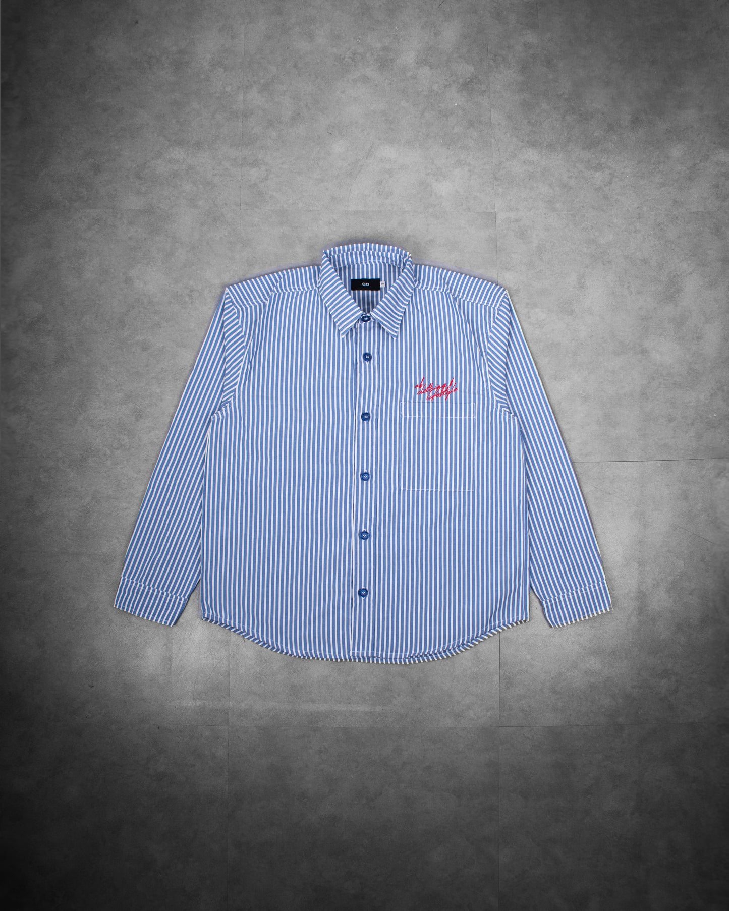 long sleeve shirt | button-down | loose-fit | retro striped | vintage blue