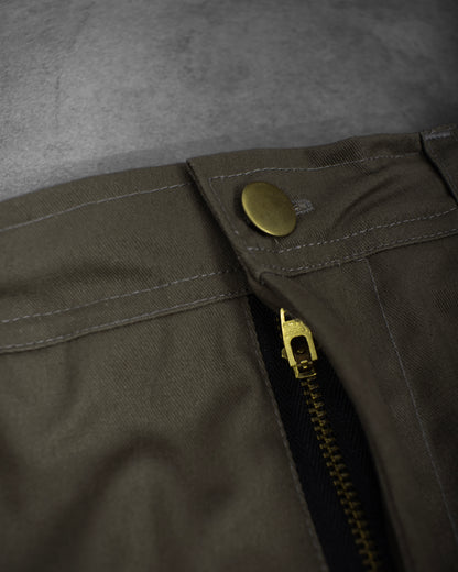 work trousers | hybrid belt-loop | loose-fit | classic twill | olive