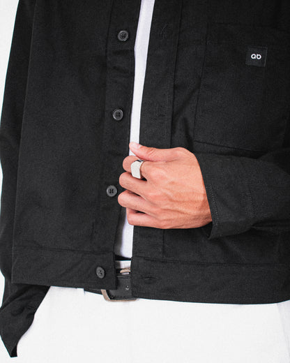 utility jacket | cropped | relaxed fit | button-down | classic twill | black