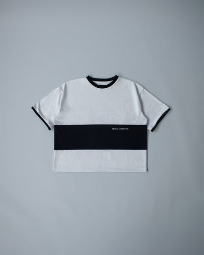 oversized tee | "cropped and box" fit | 260gsm | dual-tone | black & white