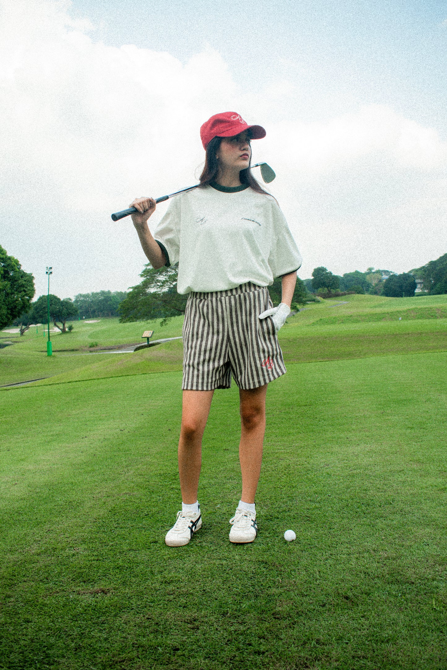 golf shorts | retro stripes | vintage french terry | coffee and crème