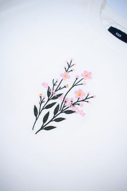 oversized tee | "cropped and box" fit | 260gsm | flora | vintage white