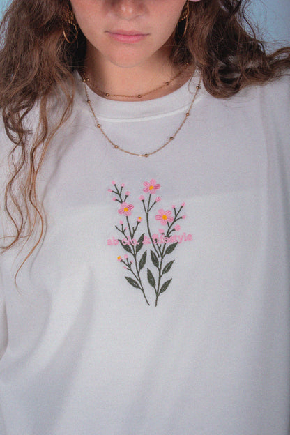 oversized tee | "cropped and box" fit | 260gsm | flora | vintage white