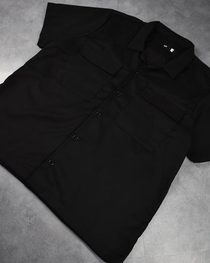 work polo shirt I | button-down | classic twill | black