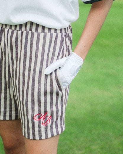 golf shorts | retro stripes | vintage french terry | coffee and crème