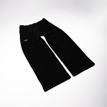 wide & straight pleated trousers | black velvet