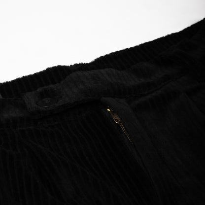 wide & straight pleated trousers | midnight cord