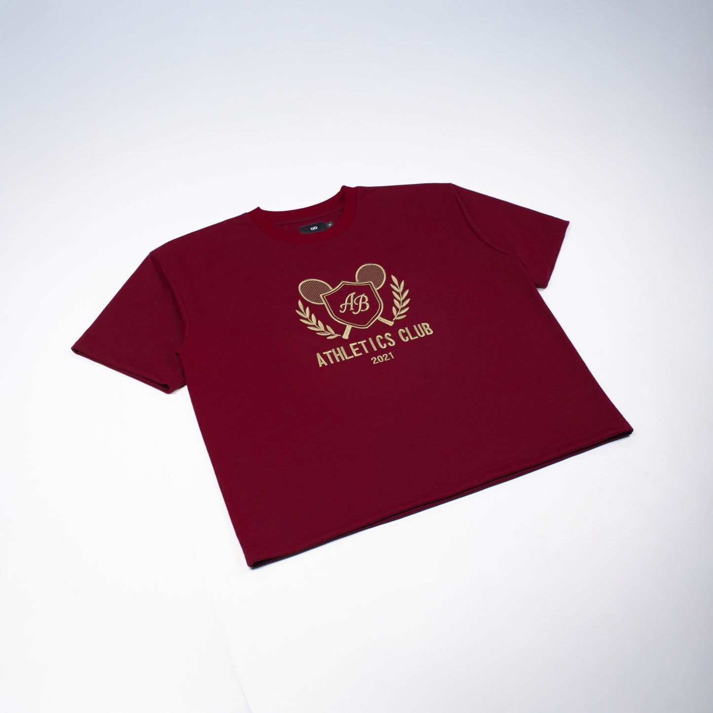 oversized box tee | athletics club in maroon
