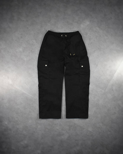 cargo pants | wide & straight | double-snap | black