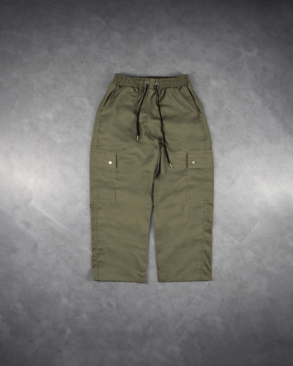 cargo pants | wide & straight | double-snap | mossy taupe