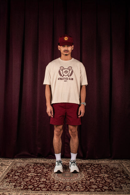oversized box tee | athletics club in crème
