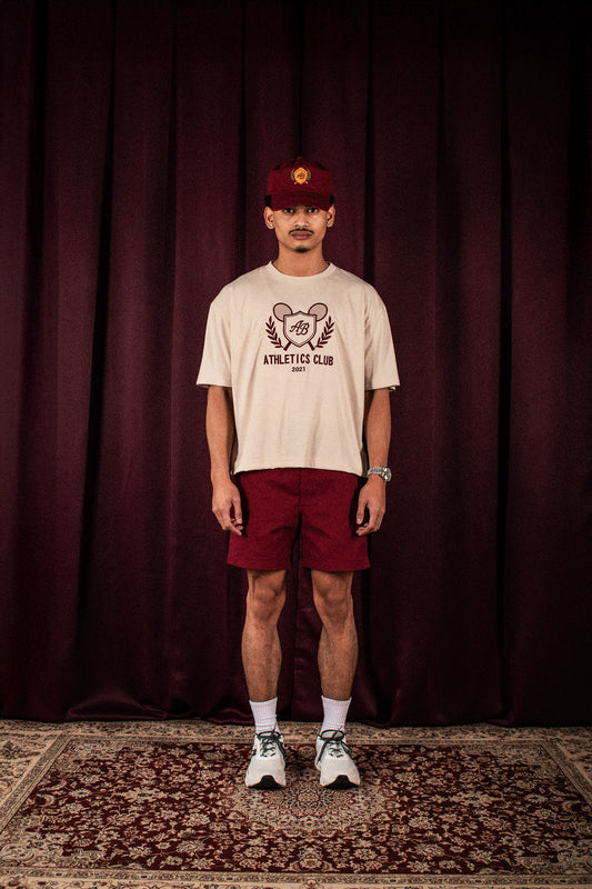 oversized box tee | athletics club in crème