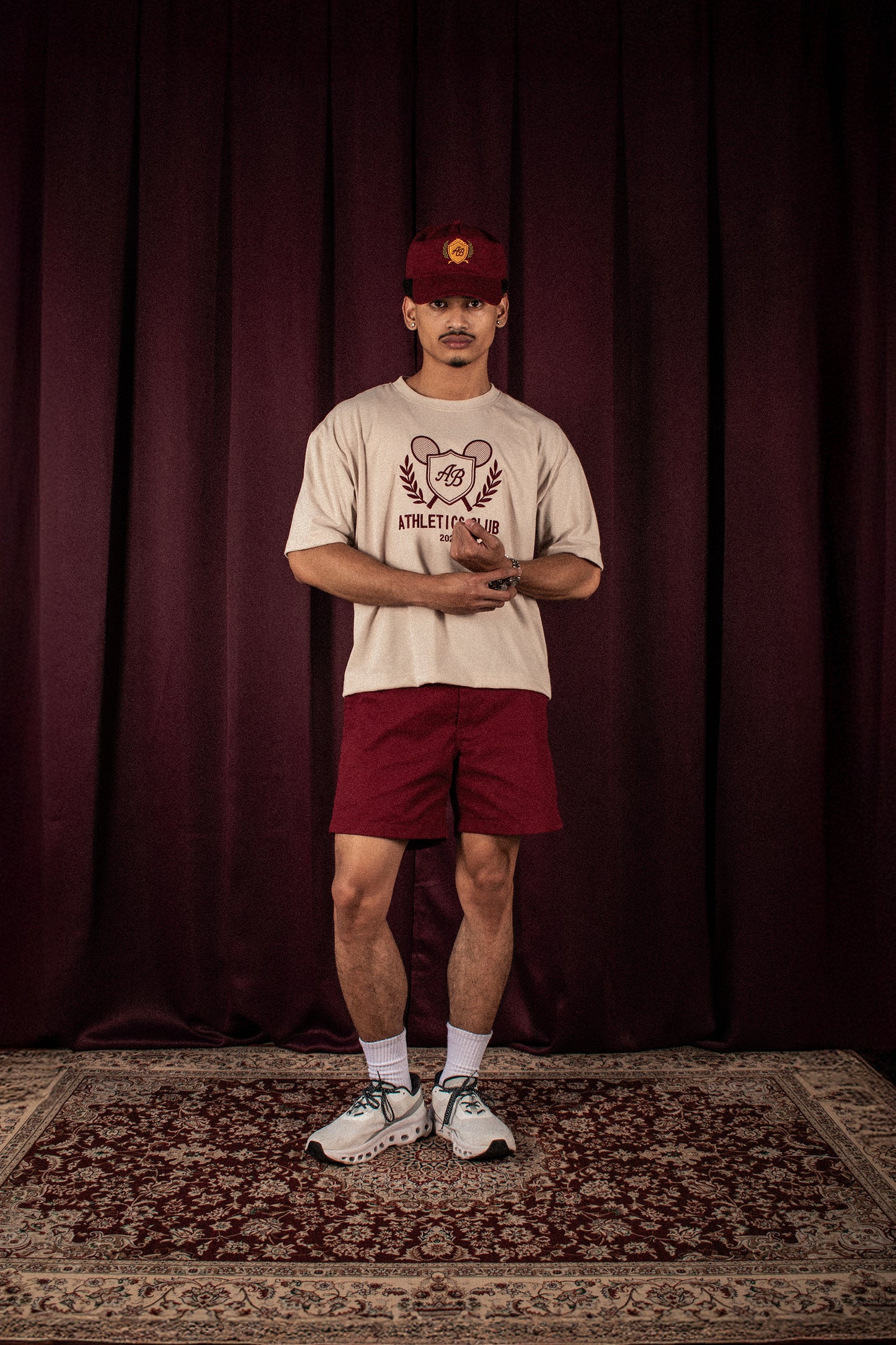 oversized box tee | athletics club in crème
