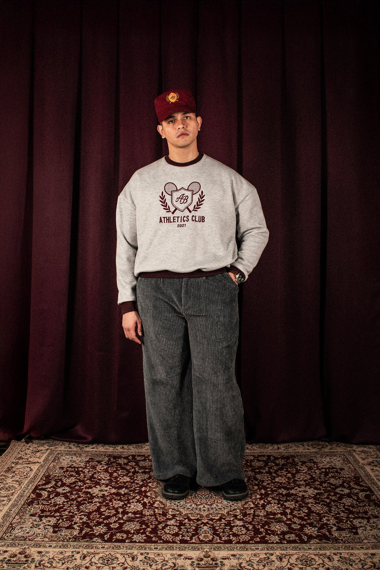 oversized box sweater | athletics club in ash & auburn