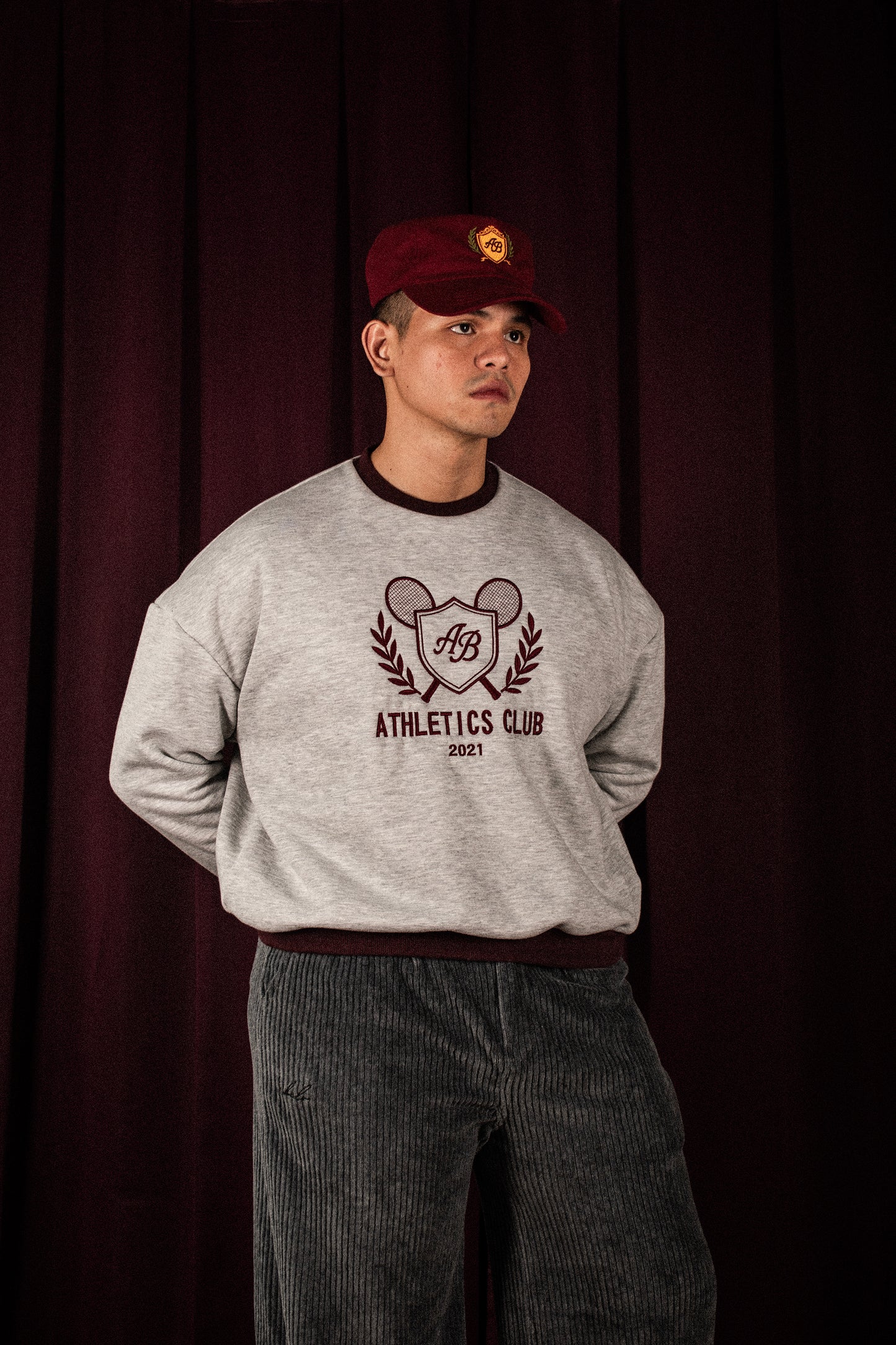 oversized box sweater | athletics club in ash & auburn