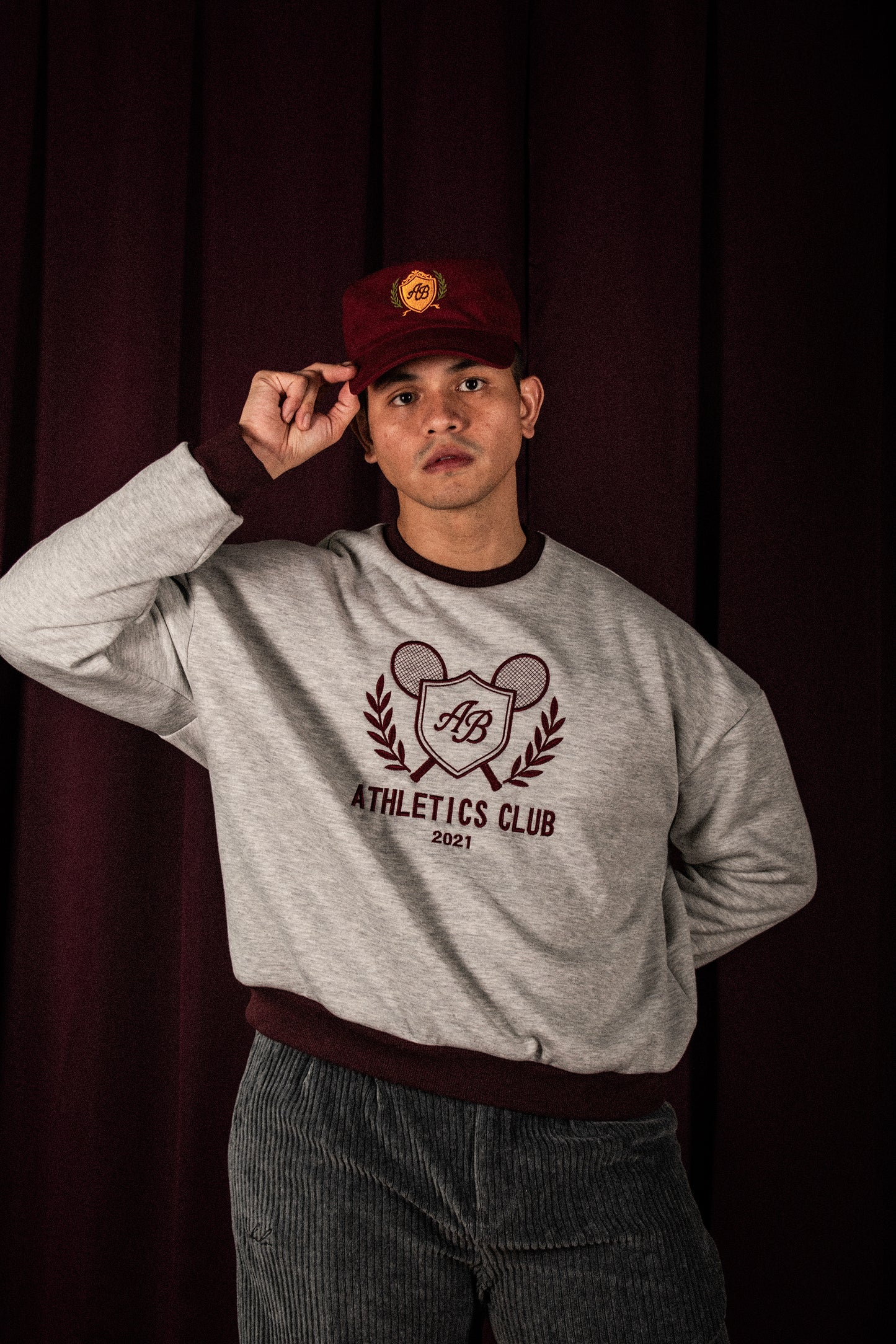 oversized box sweater | athletics club in ash & auburn