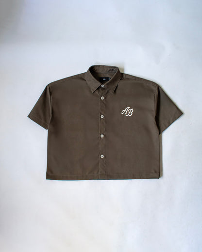 boxy cropped polo shirt | earth