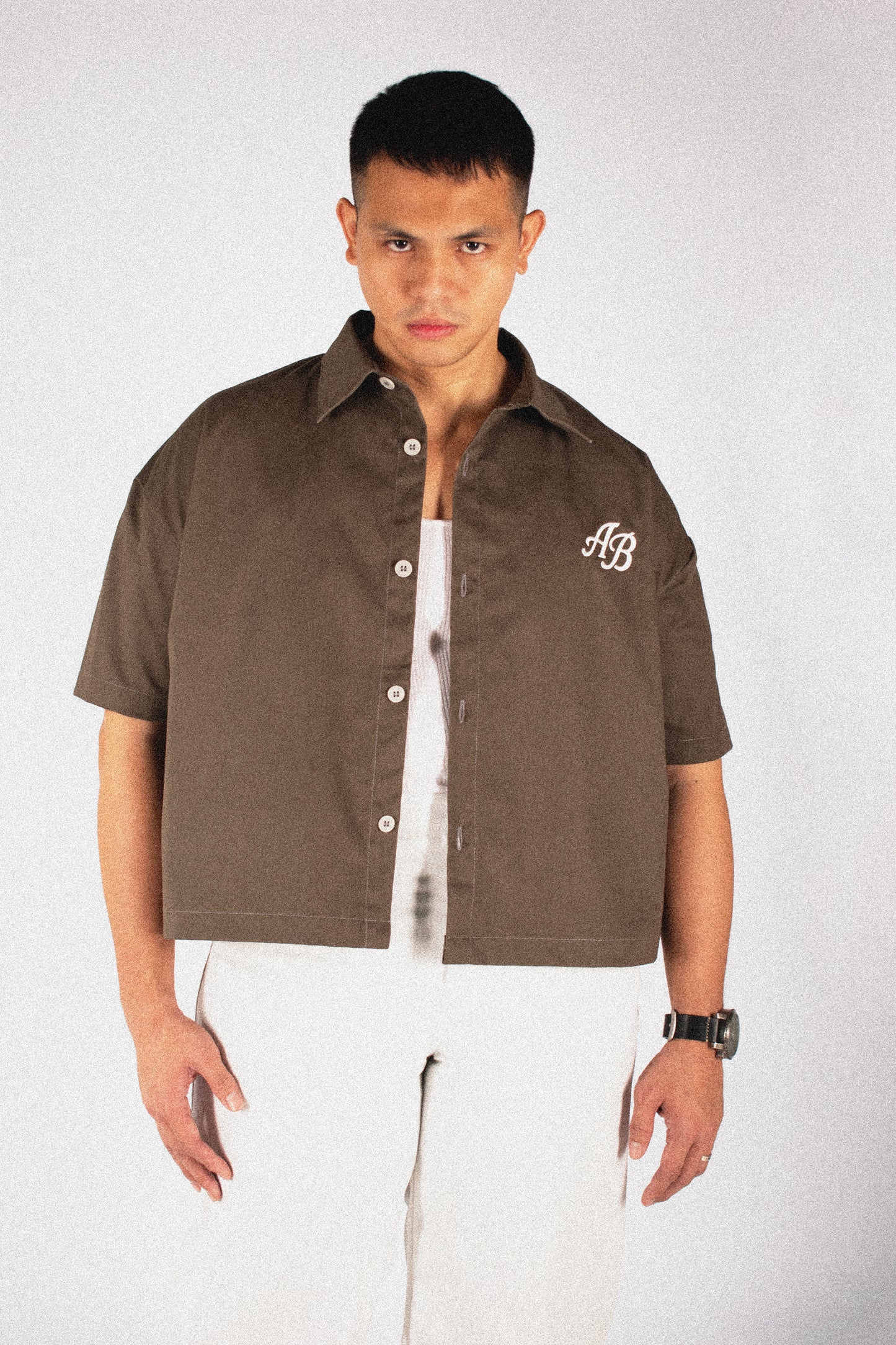 boxy cropped polo shirt | earth