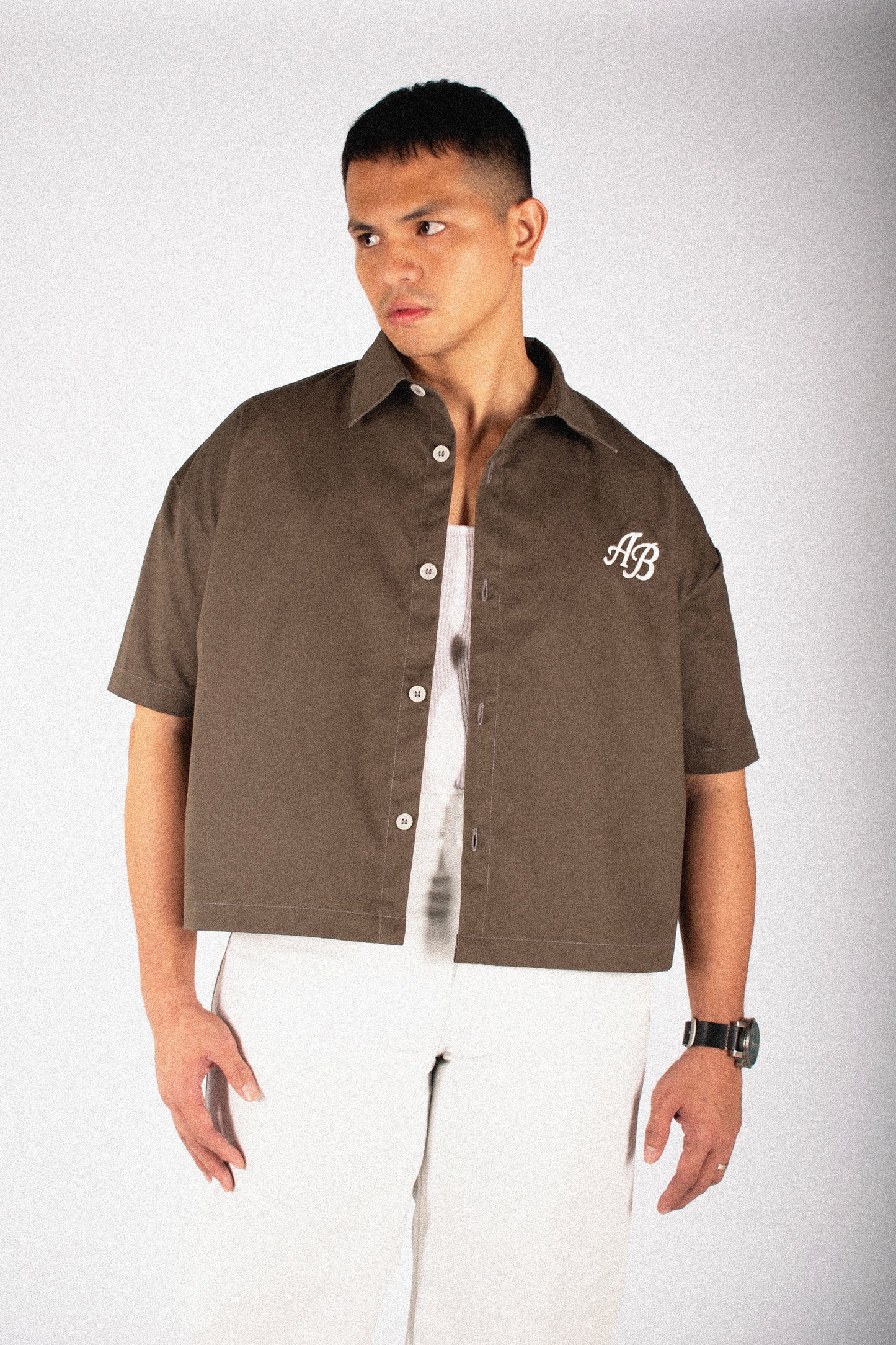 boxy cropped polo shirt | earth