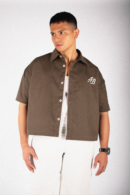 boxy cropped polo shirt | earth