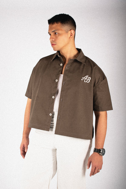 boxy cropped polo shirt | earth