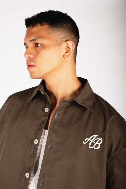 boxy cropped polo shirt | earth