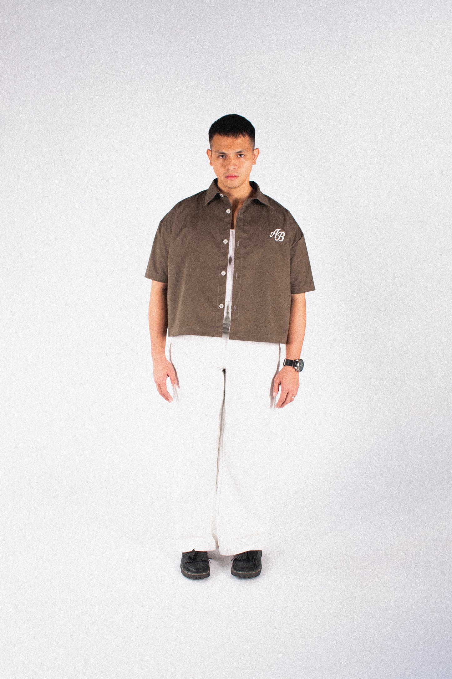boxy cropped polo shirt | earth