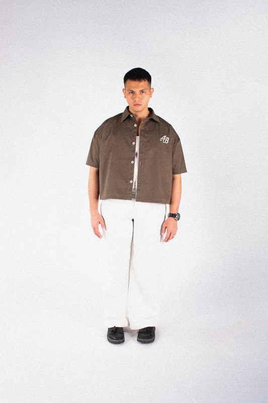 boxy cropped polo shirt | earth