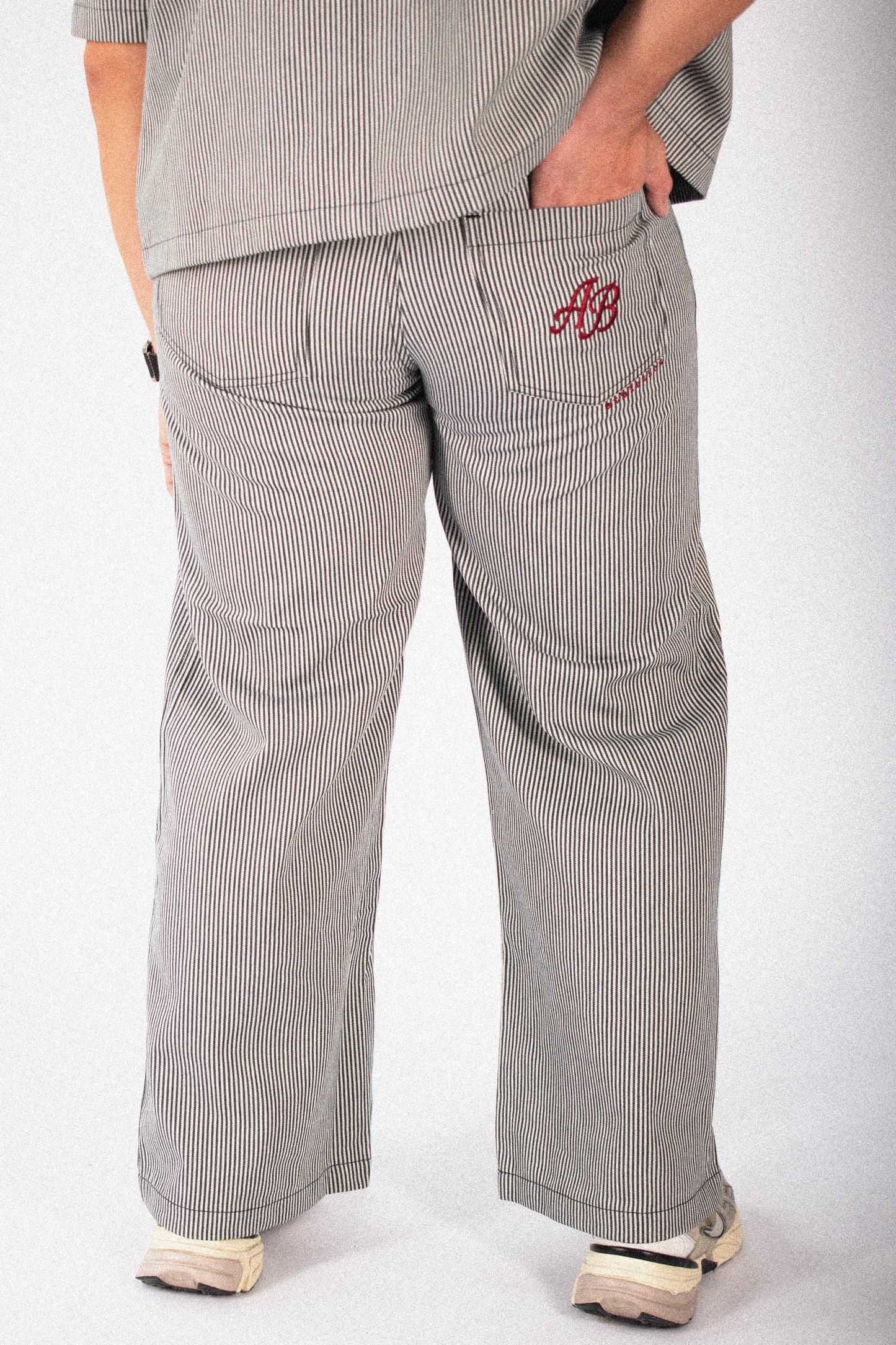 wide-leg trousers | ash stripes