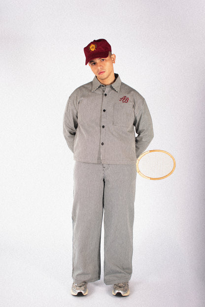 wide-leg trousers | ash stripes