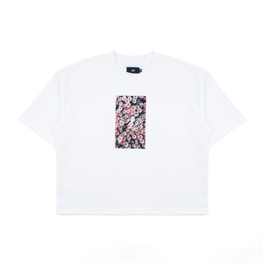 oversized tee | "cropped and box" fit | 260gsm | garden of flora | vintage white