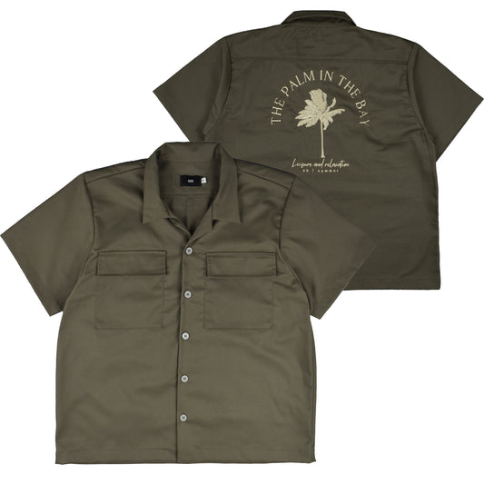 work polo shirt I | button-down | classic twill | the palm in the bay | olive