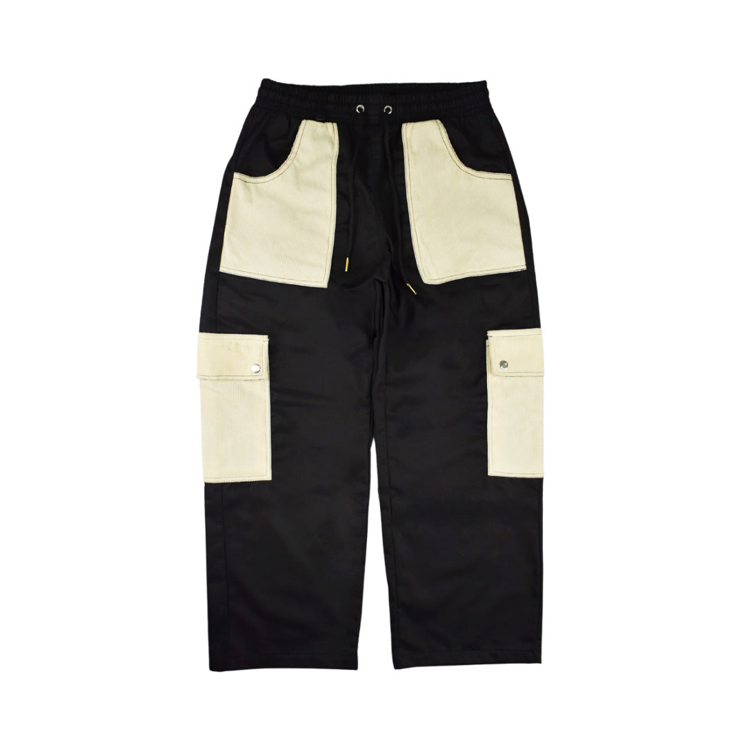 cargo pants | wide&straight | hybrid carpenter | black & cream
