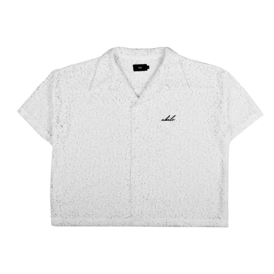 lace polo shirt | button-down | italian box fit | lace | endless summer | bloom in snow