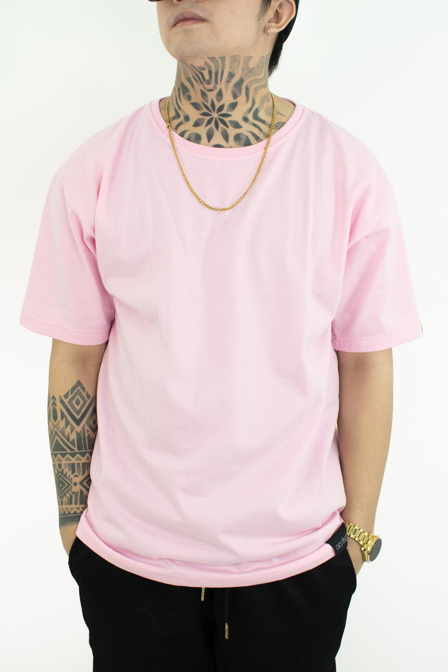 oversized tee | boat neck | light pink